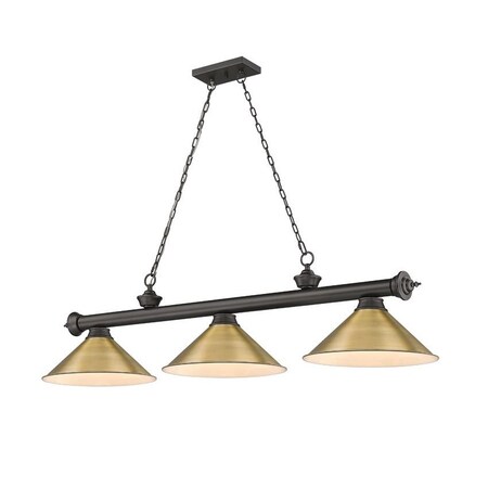Z-Lite Cordon 3 Light Billiard, Bronze & Rubbed Brass 2306-3BRZ-RB15